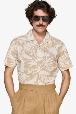 Camicia misto lino hawaiana sabbia