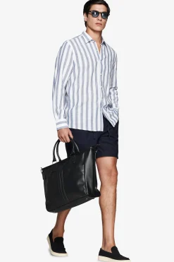 Camicia misto lino Herringbone royal