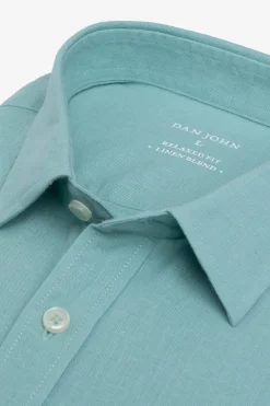Camicia misto lino menta