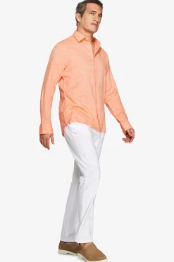 Camicia misto lino relaxed arancio