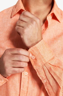 Camicia misto lino relaxed arancio