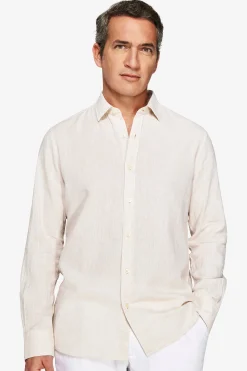 Camicia misto lino relaxed beige