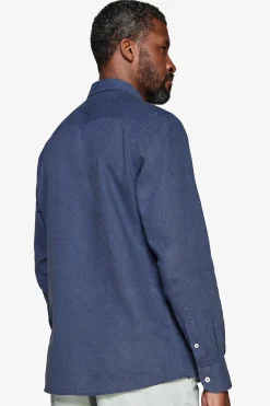 Camicia misto lino relaxed blu