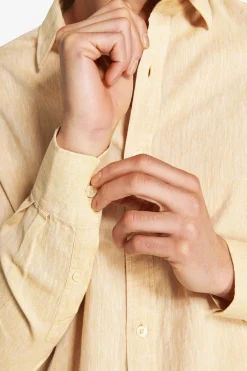 Camicia misto lino relaxed gialla