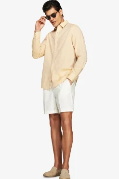 Camicia misto lino relaxed gialla