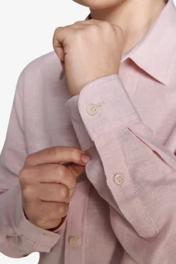 Camicia misto lino relaxed rosa Kids