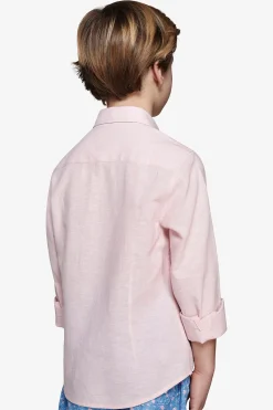 Camicia misto lino relaxed rosa Kids