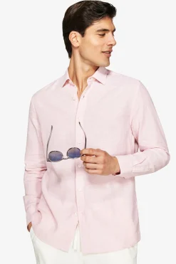 Camicia misto lino relaxed rosa