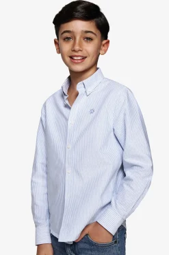 Camicia oxford a righe celeste Kids
