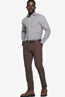 Camicia pied de poule marrone