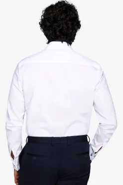 Camicia piquet polso gemelli bianca slim