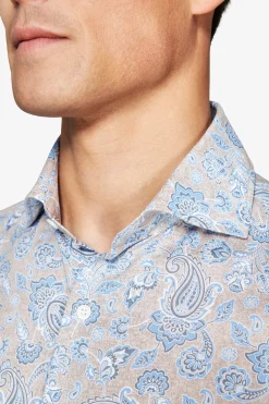 Camicia stampa all over tortora