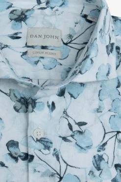 Camicia stampa fiore turchese