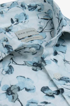 Camicia stampa fiore turchese