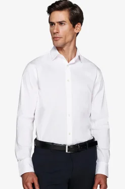 Camicia stretch unita bianca slim