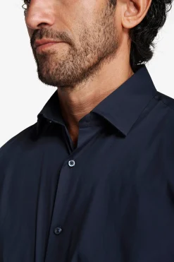 Camicia stretch unita blu slim