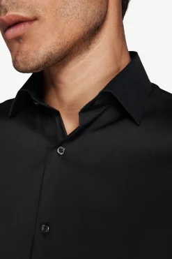 Camicia stretch unita nera slim