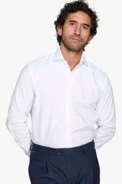 Camicia unita twill bianca slim