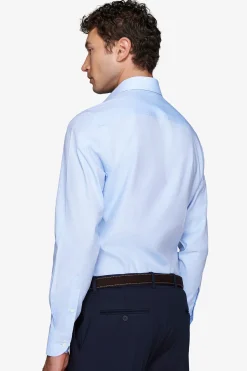 Camicia unita twill celeste slim