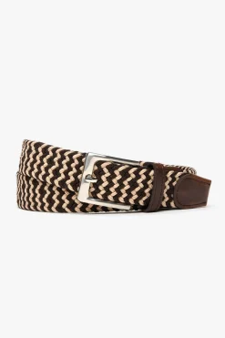 Cintura sportiva elastica intreccio bicolore beige/moro