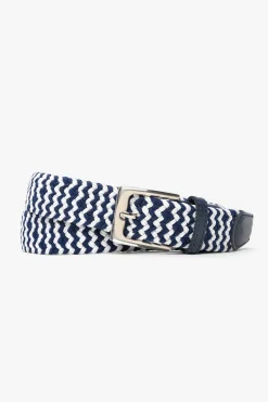 Cintura sportiva elastica intreccio bicolore bianco/blu