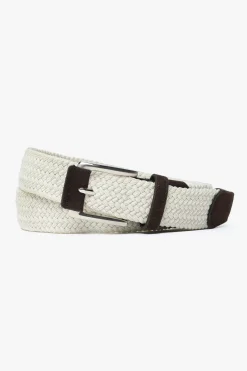 Cintura sportiva elastica intrecciata panna