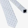 Cravatta jacquard fantasia cerchi azzurra