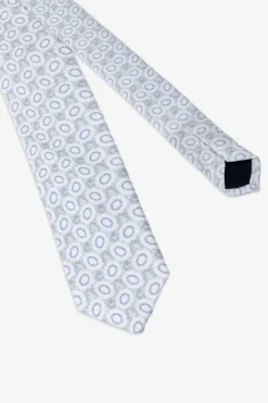 Cravatta jacquard fantasia cerchi azzurra