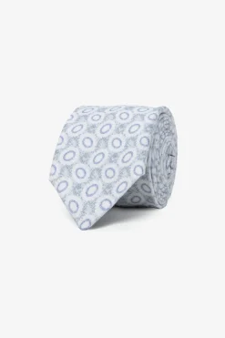 Cravatta jacquard fantasia cerchi azzurra