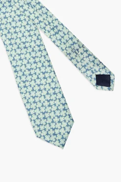 Cravatta jacquard fantasia fiori menta