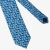 Cravatta jacquard fantasia fiori azzurro