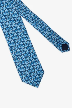 Cravatta jacquard fantasia fiori azzurro