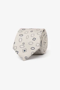 Cravatta jacquard fantasia geometrica beige