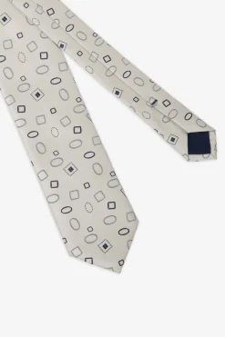 Cravatta jacquard fantasia geometrica beige