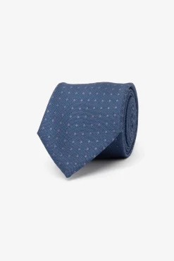 Cravatta jacquard micro pois blu
