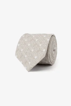 Cravatta misto lino pois beige