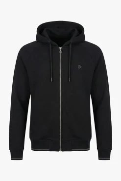 Felpa full zip con cappuccio nera