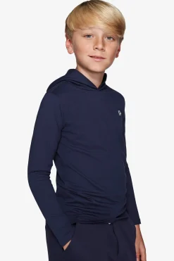 Felpa jersey con cappuccio e ricamo blu Kids