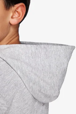 Felpa jersey con cappuccio e ricamo grigio chiaro Kids