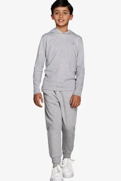 Felpa jersey con cappuccio e ricamo grigio chiaro Kids
