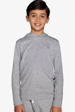 Felpa jersey con cappuccio e ricamo grigio chiaro Kids