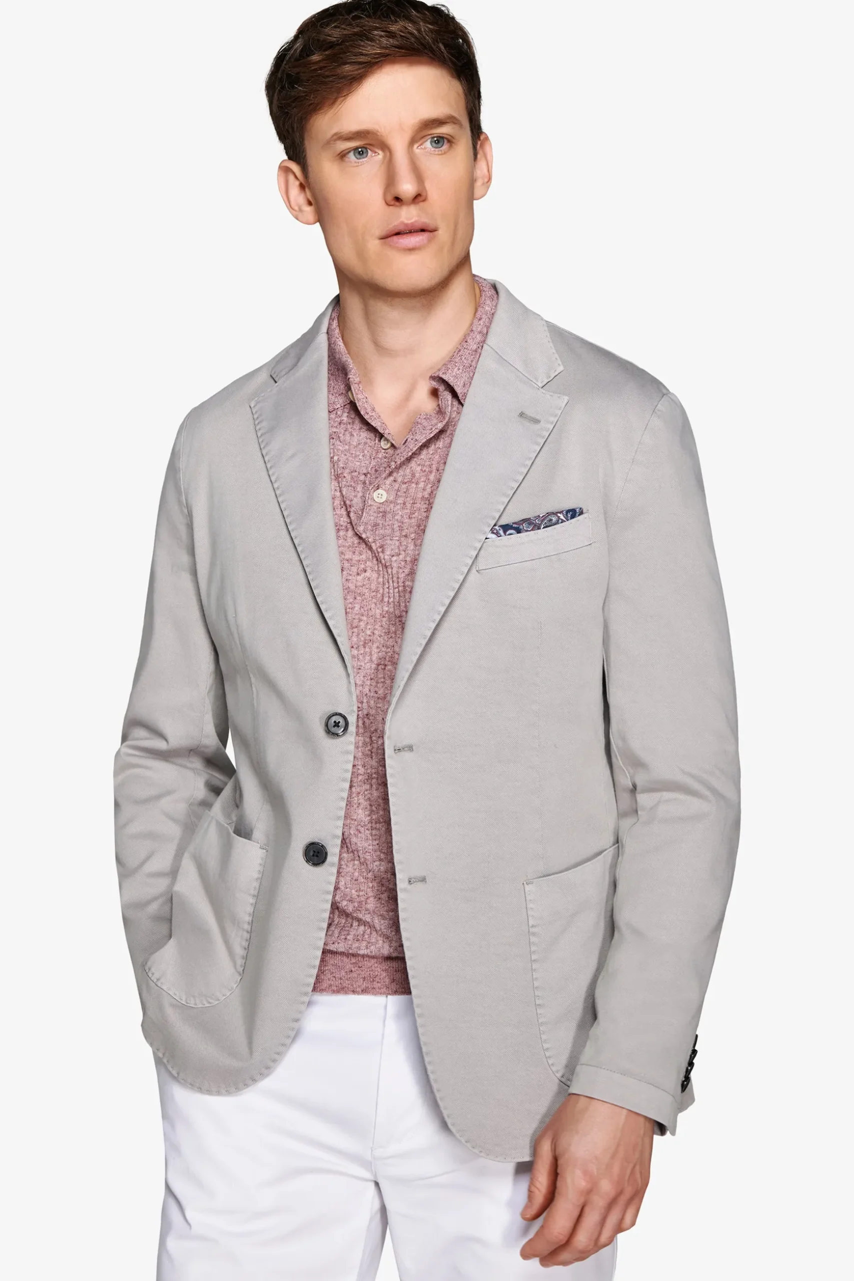 Giacca armaturata tinto capo grigio chiaro slim