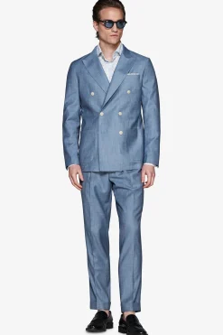 Giacca doppiopetto effetto denim avion