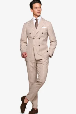 Giacca doppiopetto finestrata beige