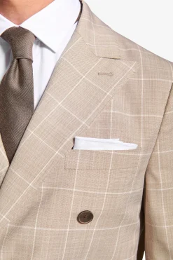 Giacca doppiopetto finestrata beige