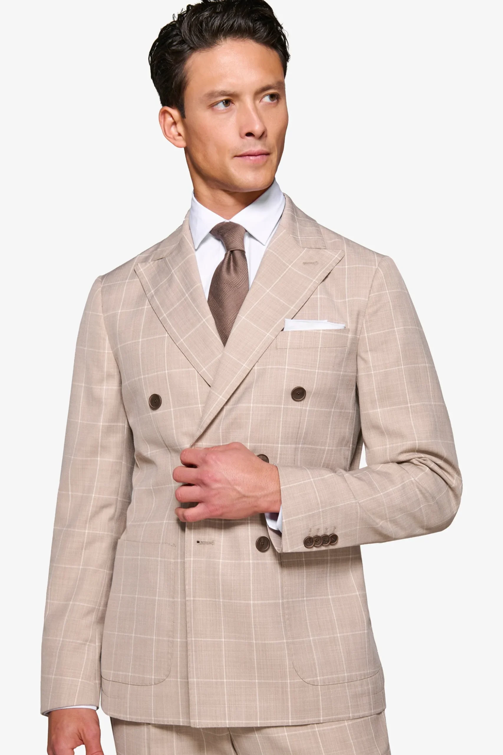 Giacca doppiopetto finestrata beige