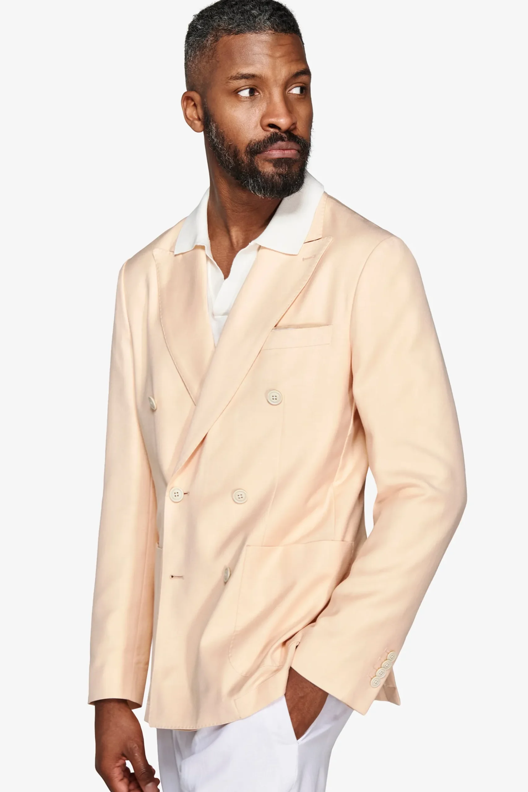 Giacca doppiopetto Herringbone pesca
