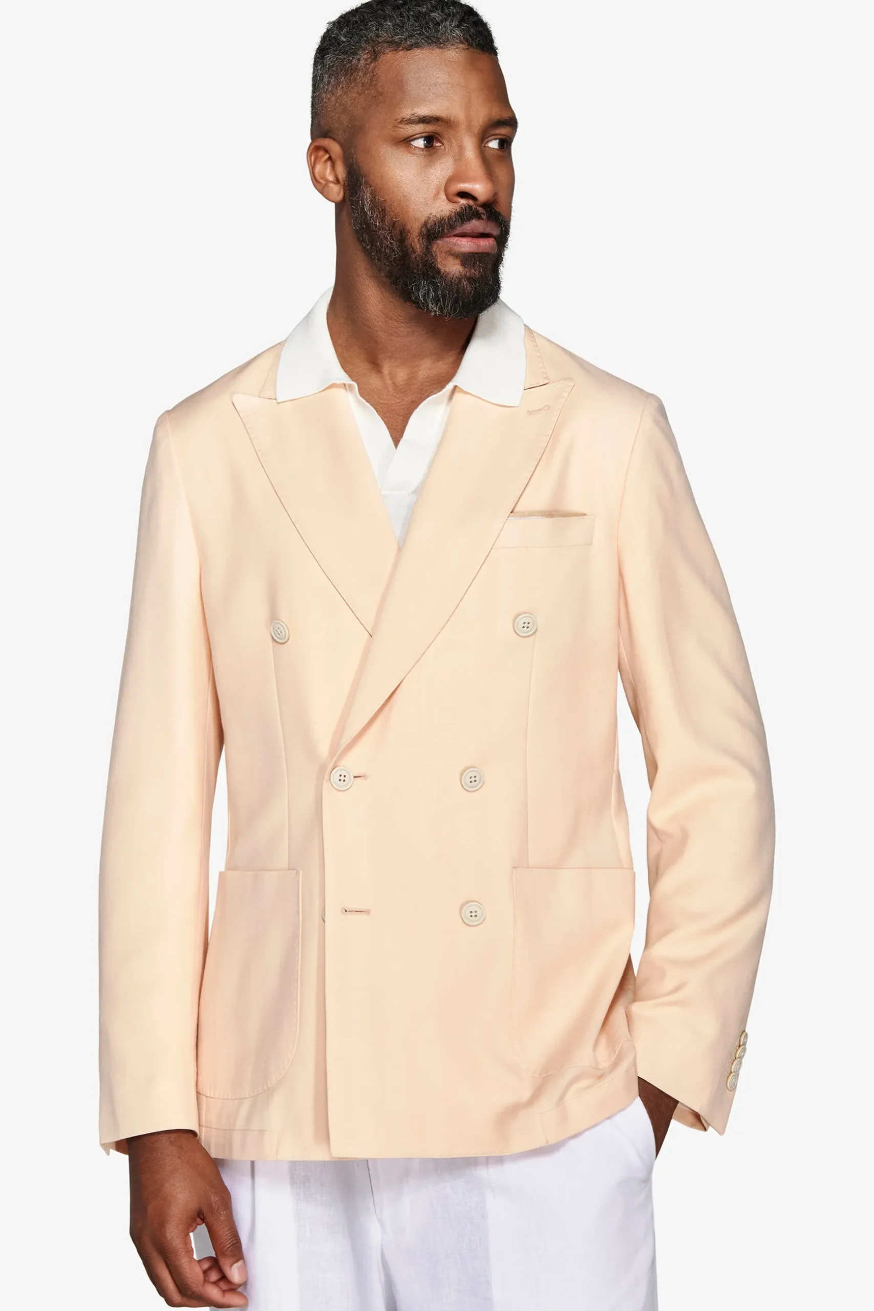 Giacca doppiopetto Herringbone pesca