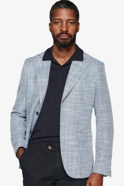 Giacca misto lino armaturata blu