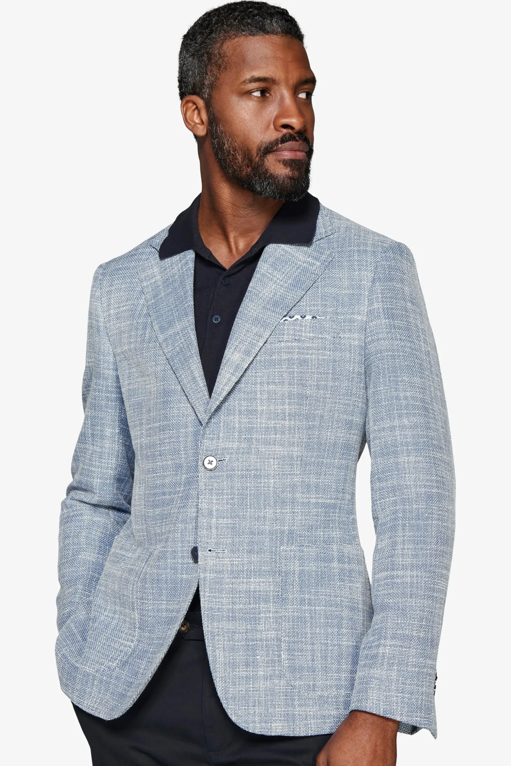 Giacca misto lino armaturata blu
